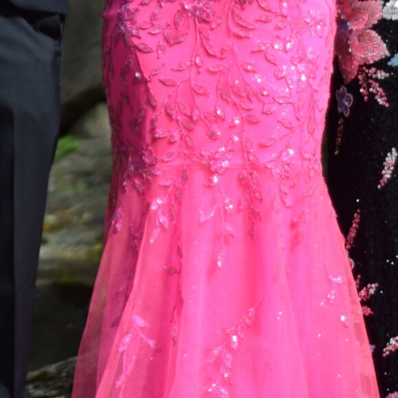 Hot Pink Prom Dress Size - 4 - Picture 3 of 5